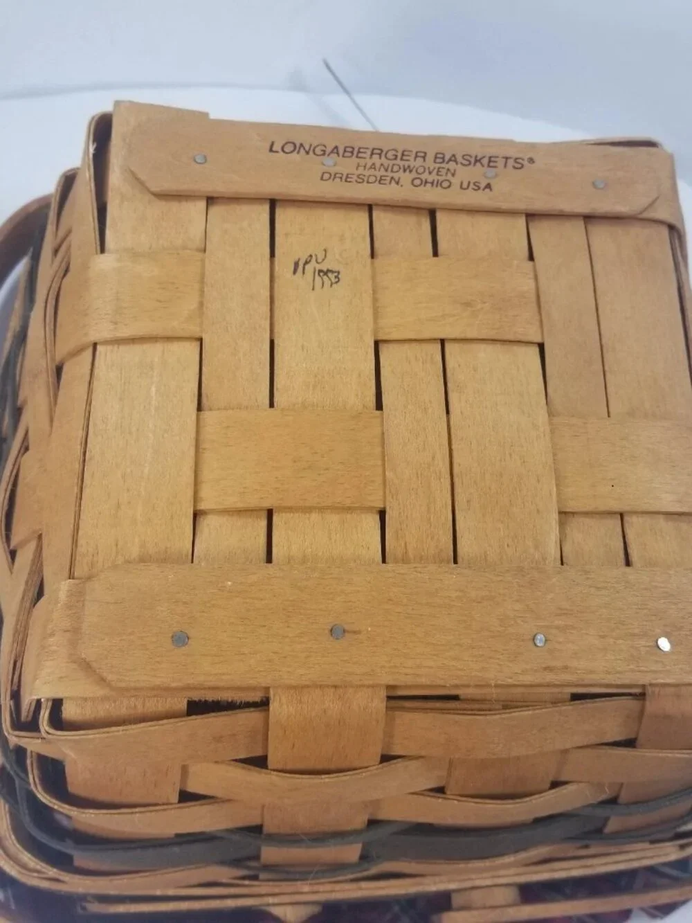 Longaberger 1993 Christmas Collection Bayberry Basket, Liner & Protector Combo